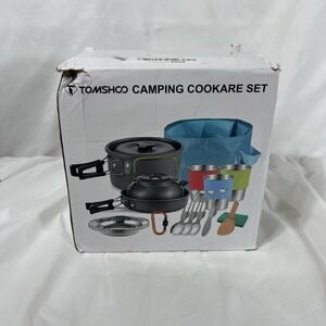 Tomsho Camping Cookware Set - Black, Silver, and Blue